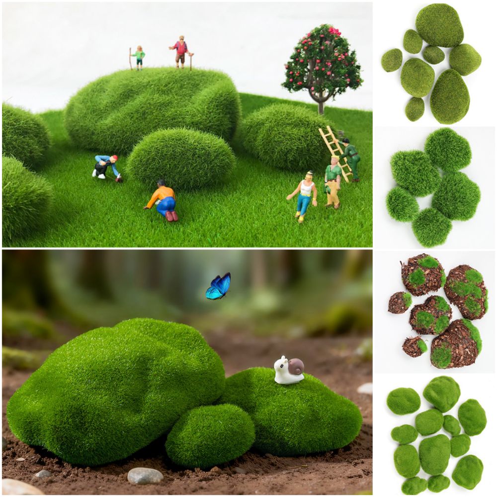 Planted Aquarium Models - 2/4/6/10PCS Green Artificial Moss Rocks Flocking