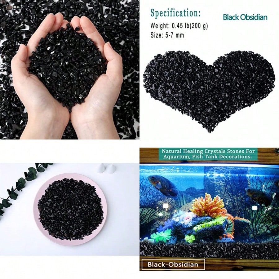 Natural Black Obsidian Crystal - огляд і ціна Planted Aquarium With Rocks